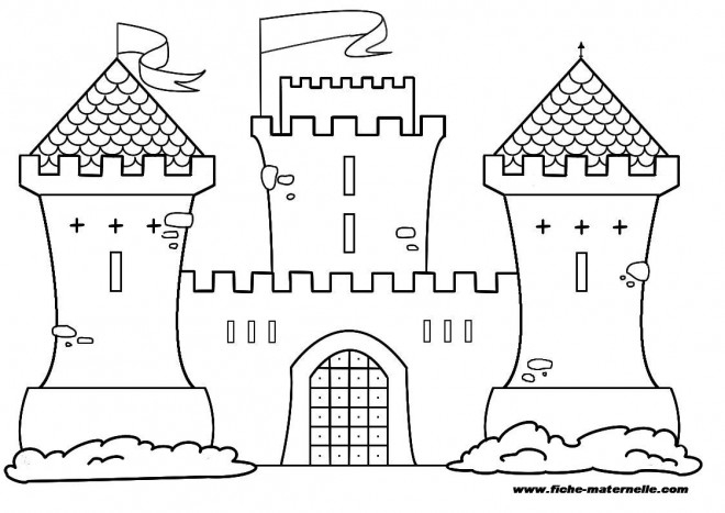 Coloriage Château Stylisé Dessin Gratuit À Imprimer pour Image De Chateau Fort A Imprimer