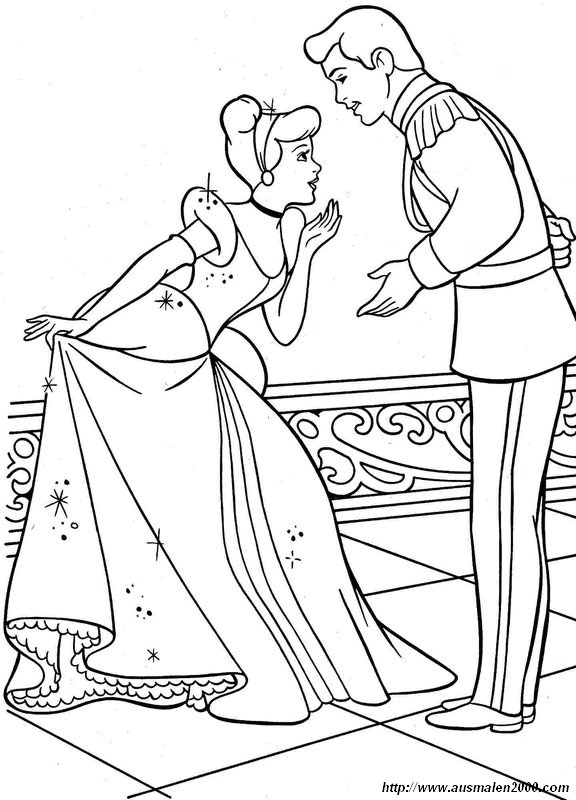Coloriage De Cendrillon, Dessin Cendrillon Au Bal Avec Son avec Coloriage Prince Et Princesse À Imprimer