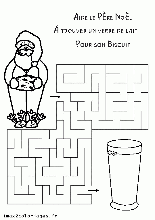 Coloriage De Noel - Labyrinthe Père Noël A Imprimer destiné Jeux De Père Noël