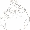 Coloriage De Princesse Qui Tient Sa Robe À Deux Mains intérieur Dessin De Princesse Facile À Faire