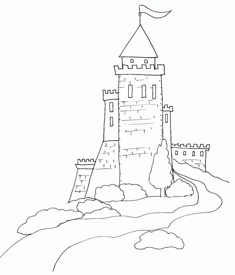 Coloriage D&amp;#039;Un Chateau Fort : Dessin 3 - Tête À Modeler tout Dessin Chateau Fort Moyen Age