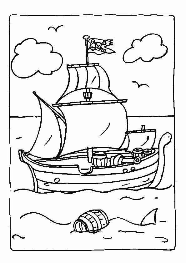 Coloriage D'Un Petit Bateau Pirate pour Sur Le Bateau Des Gentils Pirates