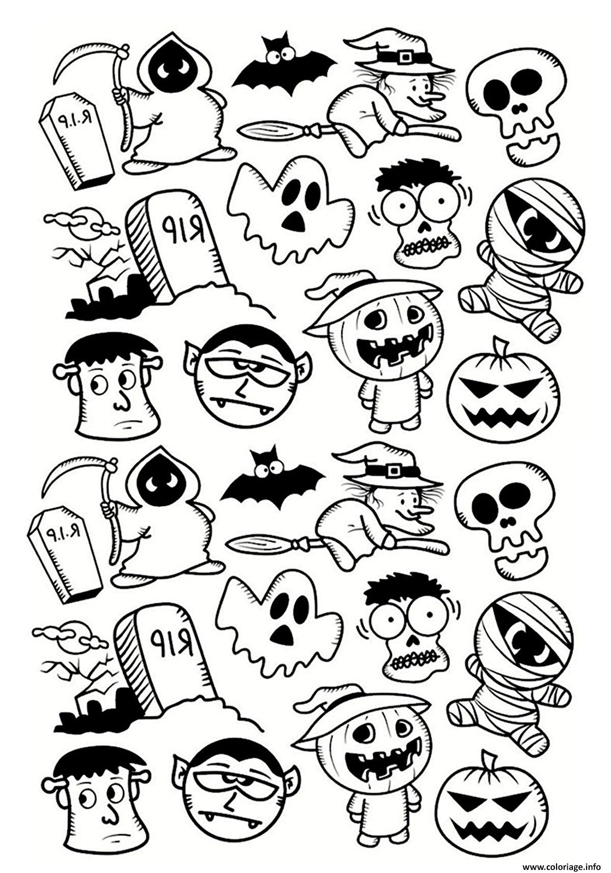 Coloriage Halloween Fantome Vampire Citrouille Doodle pour Dessin Halloween Citrouille A Imprimer Gratuit