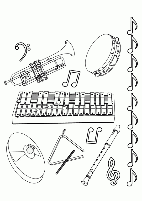 Coloriage Instruments De Musique Et Notes dedans Note De Musique A Colorier