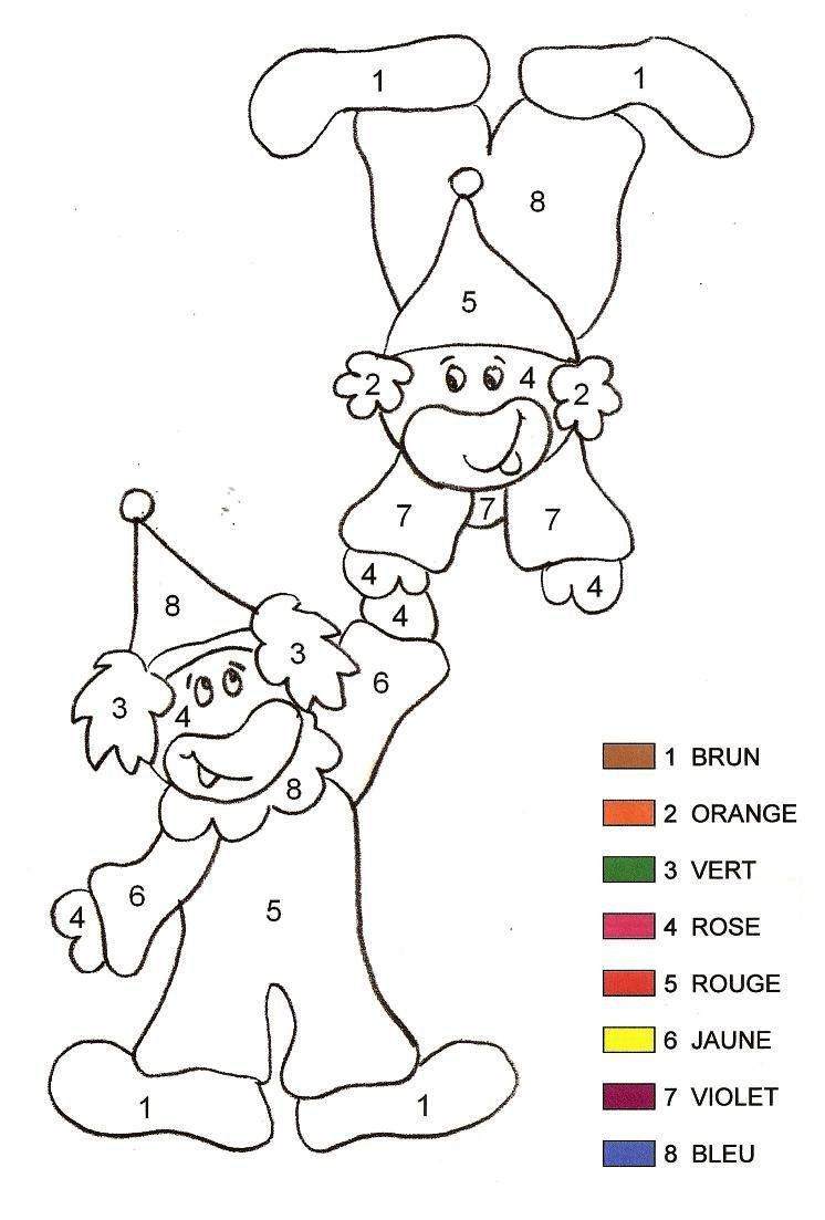 Coloriage Magique - Clown 2 Maternelle tout Coloriage Codé Moyenne Section