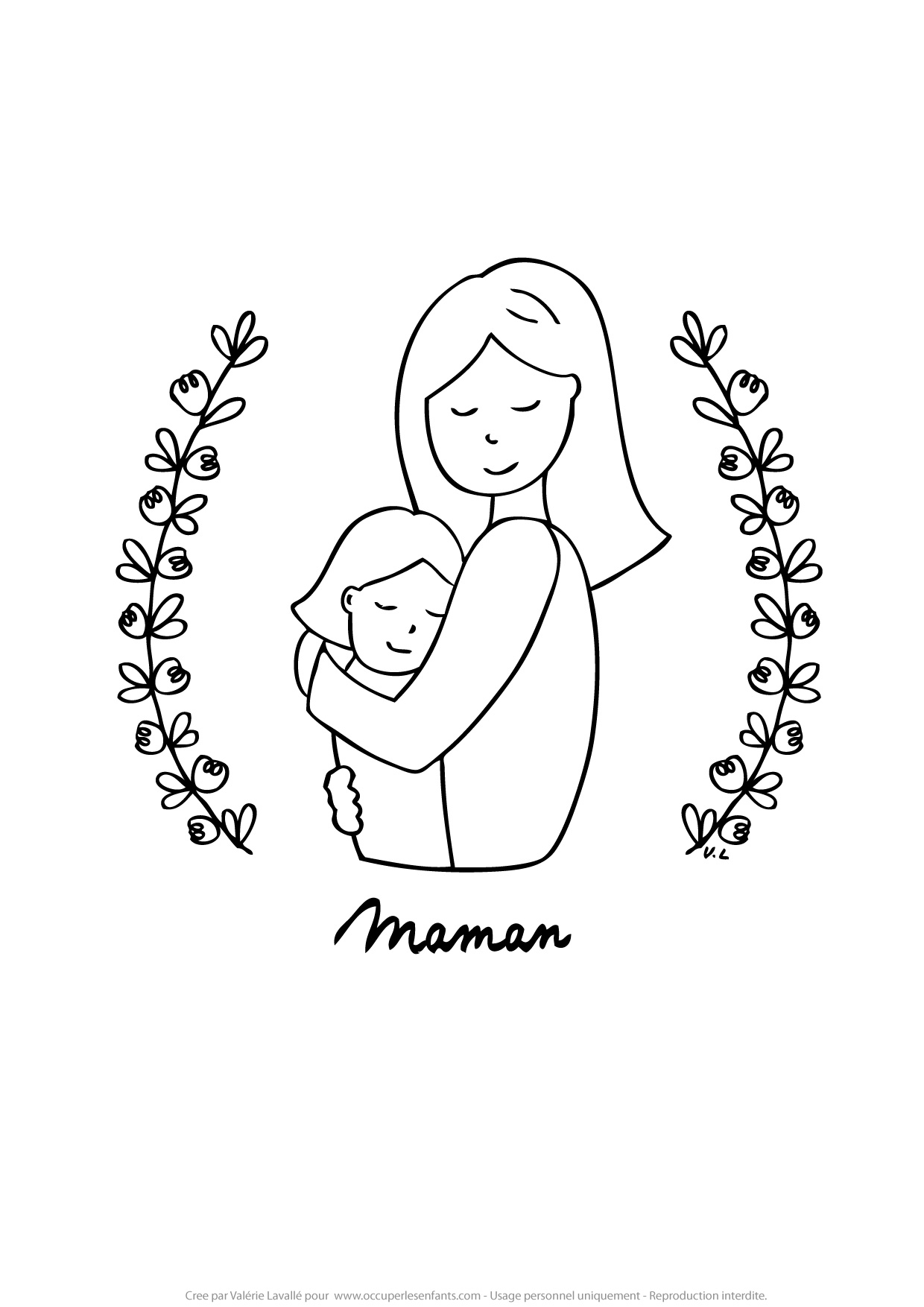 Coloriage Maman Et Sa Fille - Occuper Les Enfants destiné Coloriage De Maman