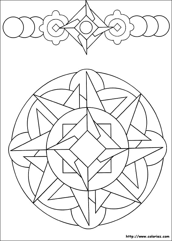 Coloriage - Mandala Et Frise De Formes Géométriques pour Coloriage Formes Géométriques Imprimer