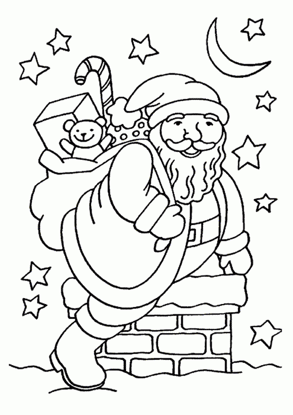 Coloriage Père Noël Avec Etoile Et Lune pour Dessin A Imprimer Pere Noel Gratuit
