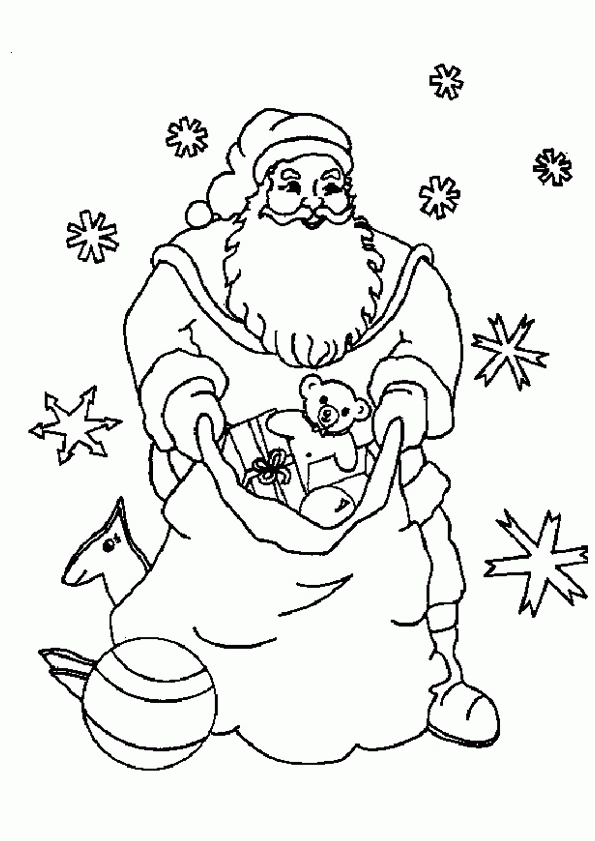 Coloriage Père Noël Et Sac À Jouets destiné Coloriage De Père Noel Gratuit A Imprimer