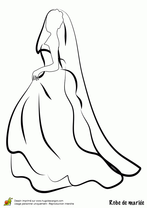 Coloriage Robe De Mariée Avec Voile encequiconcerne Robe A Colorier