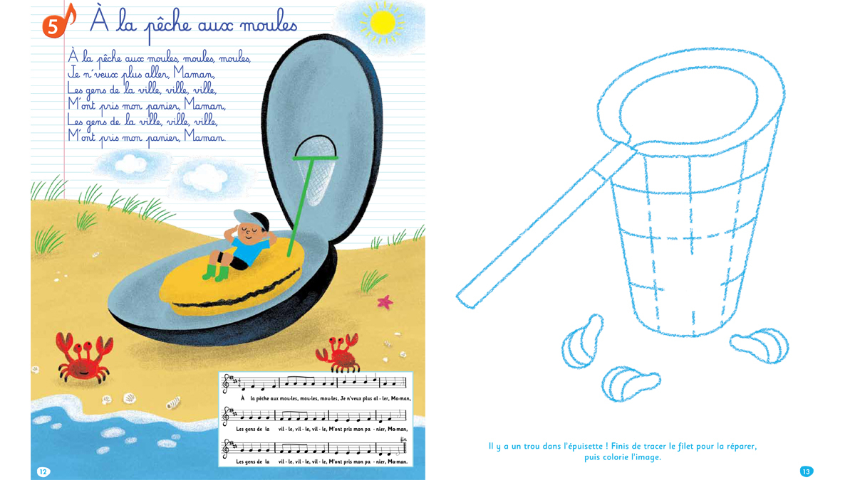 Comptine À Écouter Et Coloriage À Télécharger : À La Pêche pour Pêche À La Moule