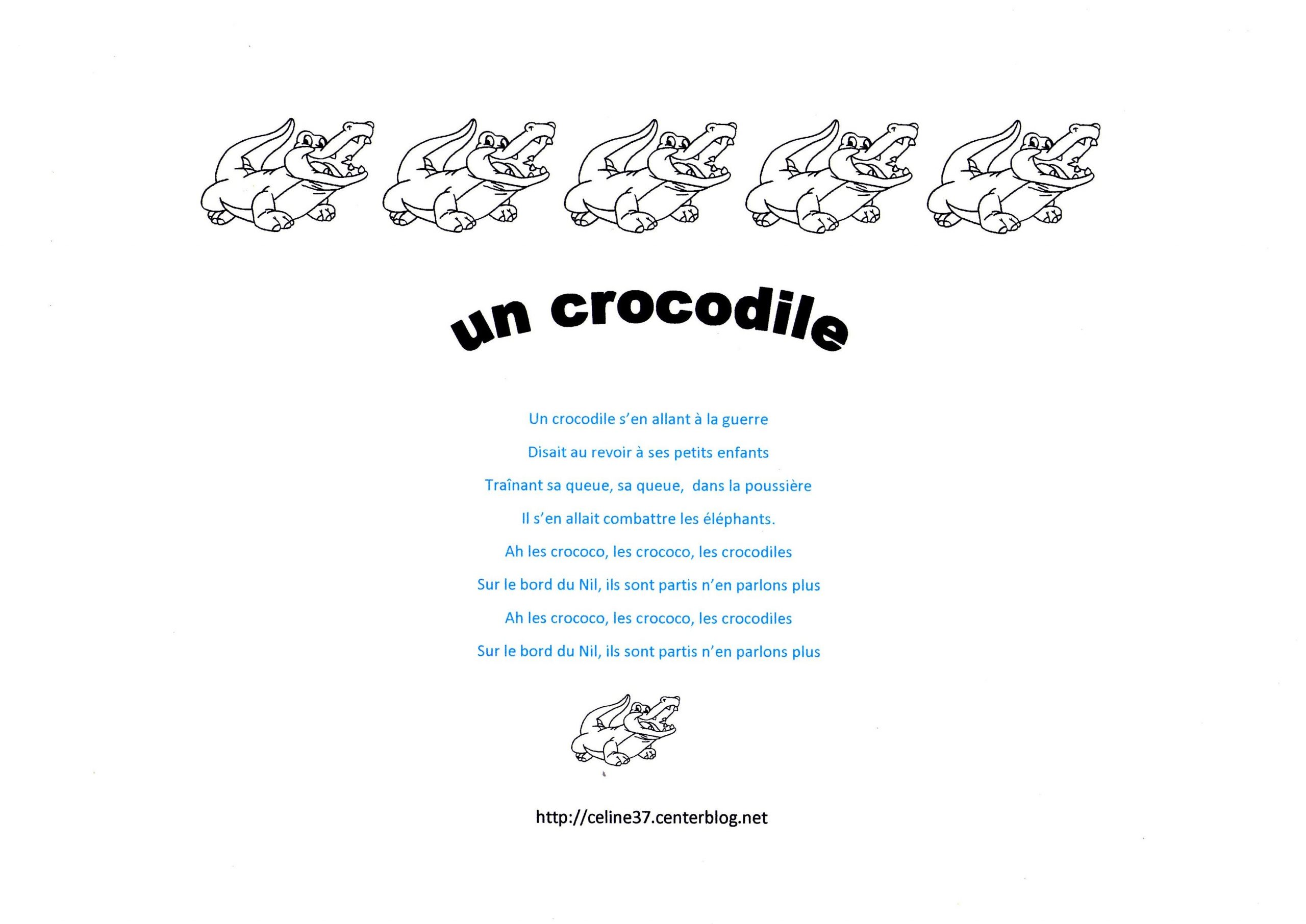 Comptine Le Crocodile destiné Le Crocodile Chanson