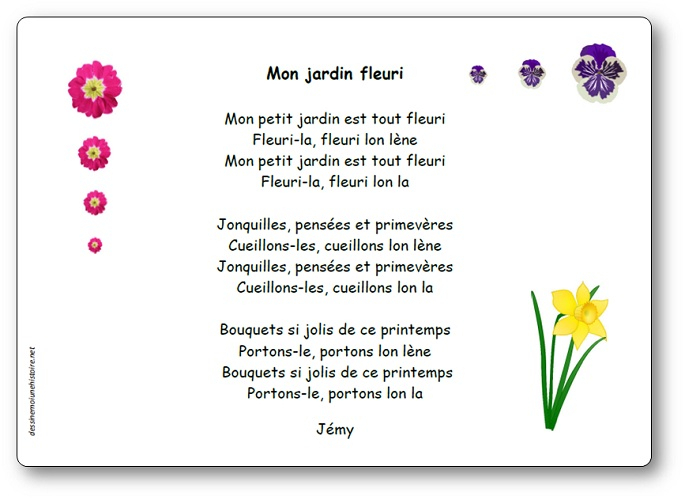 Comptine Mon Jardin Fleuri De Jémy - Paroles Illustrées De encequiconcerne Chanson Printemps