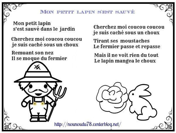 Comptine: Mon Petit Lapin S&amp;#039;Est Sauvé à Ce Matin Un Lapin Paroles