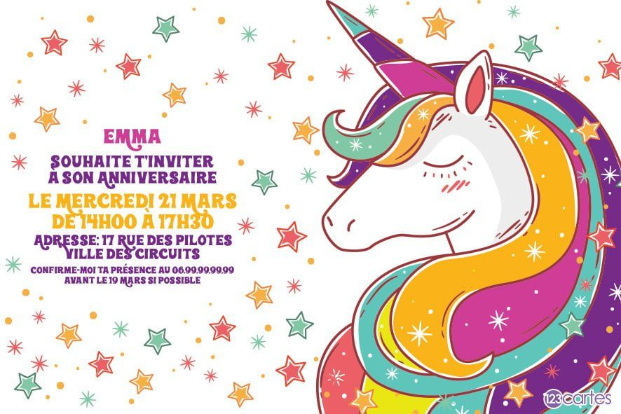 Constellation De La Licorne - Carte Invitation tout Carte D Invitation Anniversaire Violetta