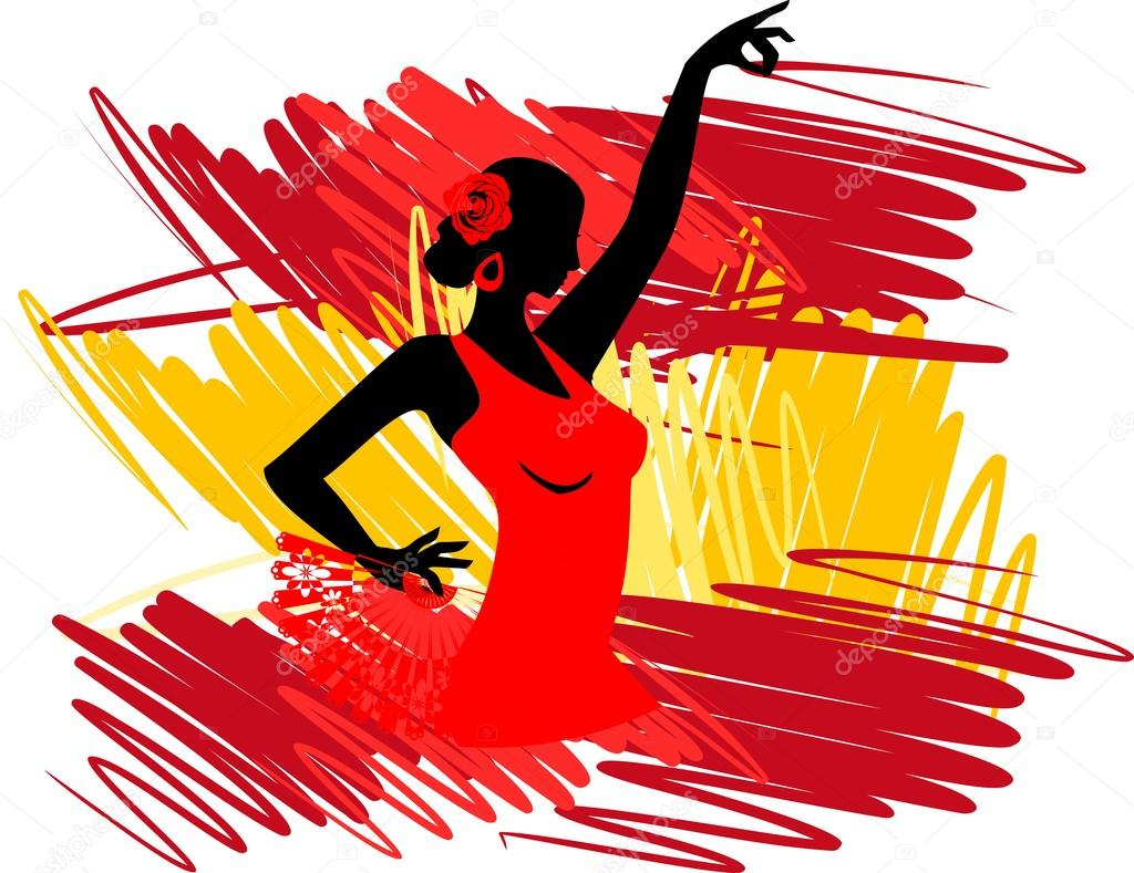 Danseuse De Flamenco Sur Fond De Drapeau Espagnol — Image avec Image Espagnol A Imprimer