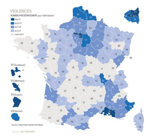 Découvrez La Carte Des Crimes Et Délits En France Et Dans intérieur Carte Des Départements De France 2017