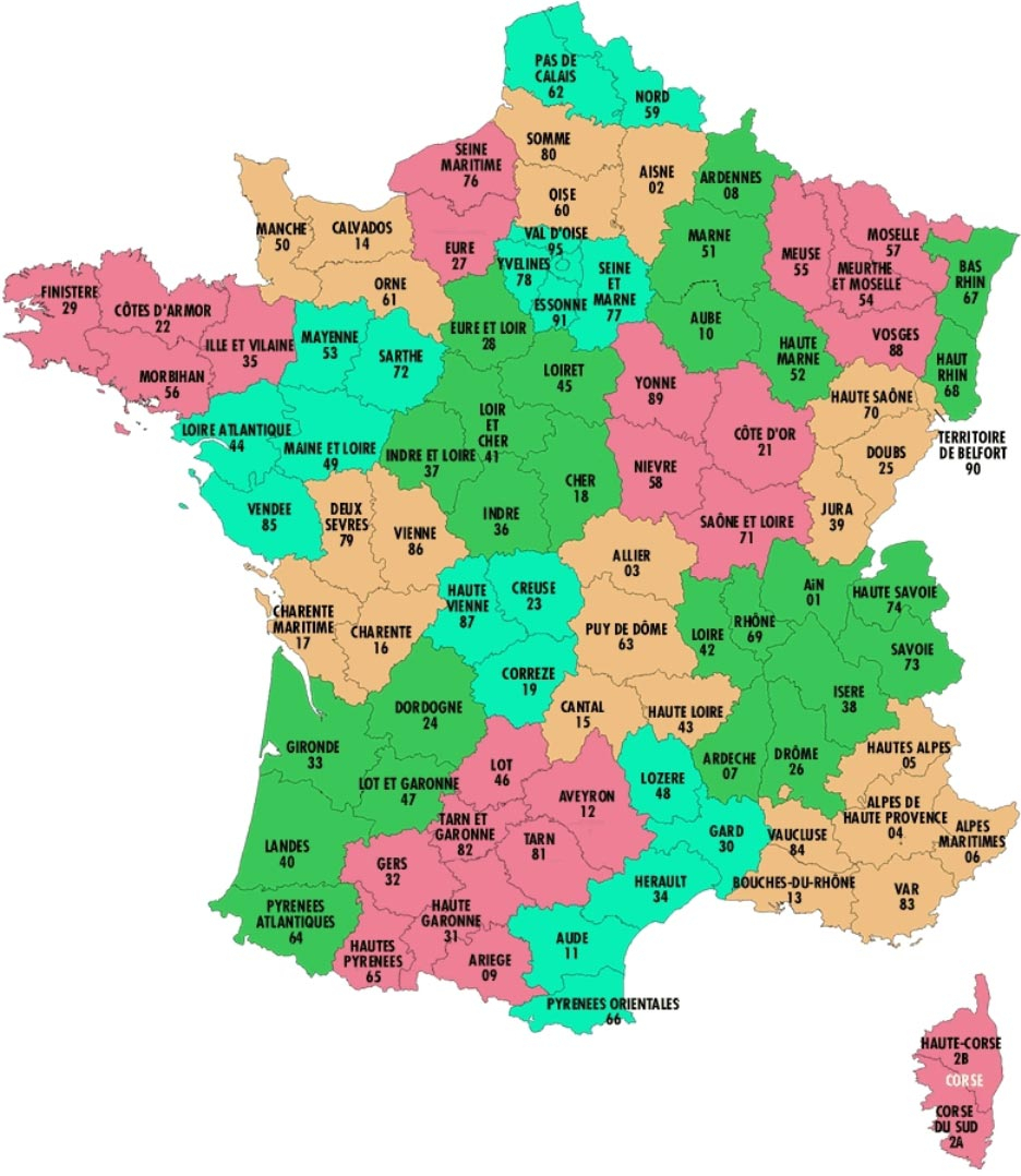 Départements De France • Voyages - Cartes concernant Carte France Avec Numéro Département