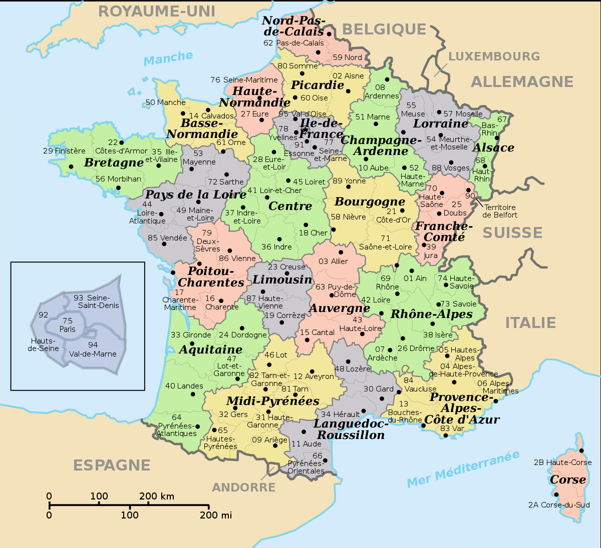 Départements De France - Voyages - Cartes intérieur Carte Departements Francais
