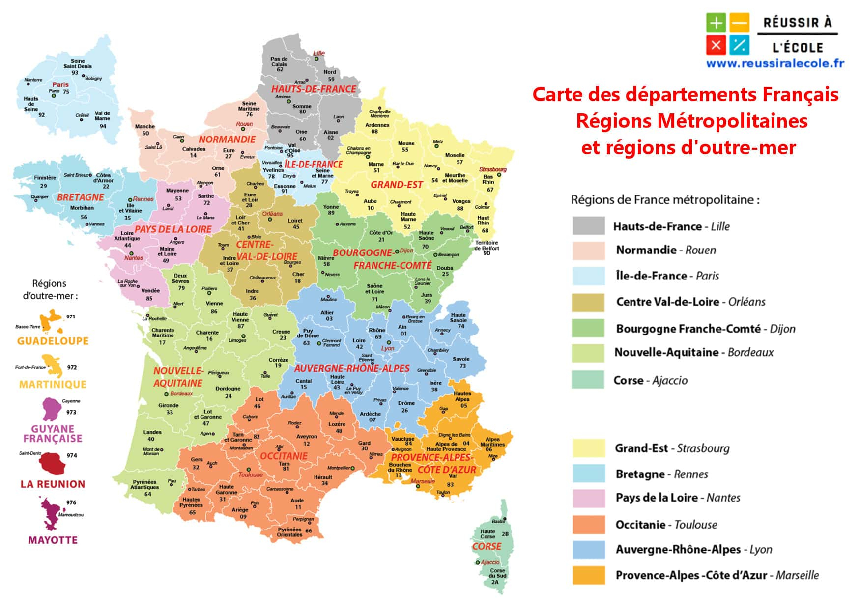 Départements Français | Carte Et Liste Des Départements encequiconcerne Carte Numero Departement