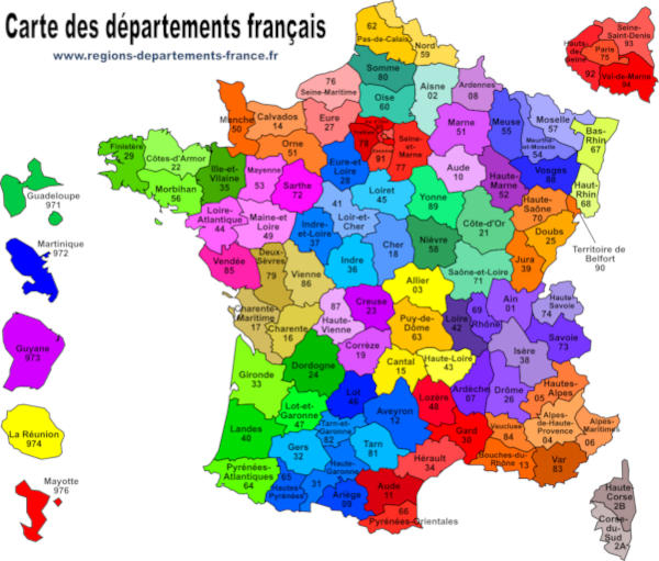 Départements Français : Liste, Carte, Région, Préfecture avec Carte De France Departement À Imprimer