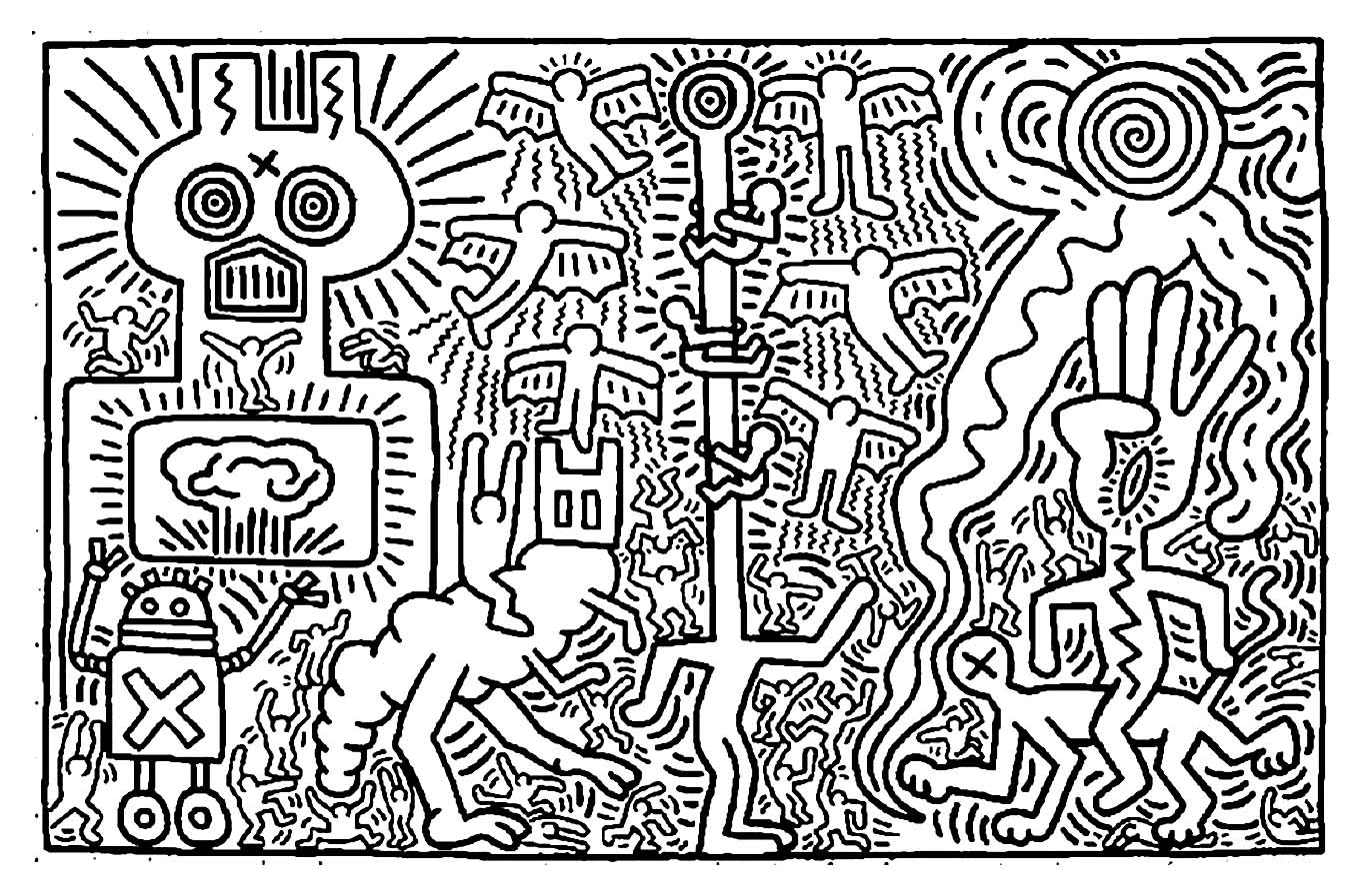 Dessin De Keith Haring Gratuit À Télécharger Et Colorier concernant Coloriage Oeuvre D Art