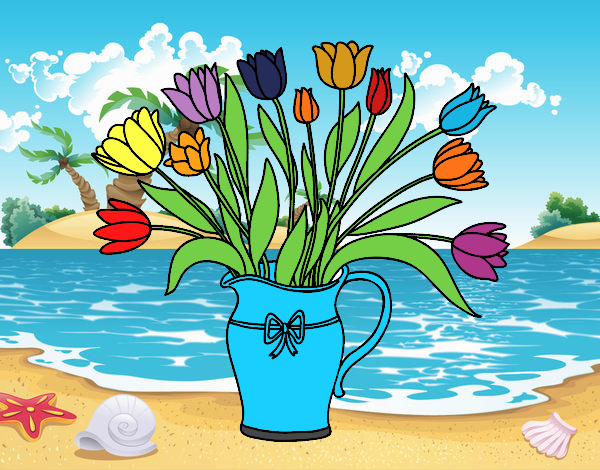 Dessin De Vase De Tulipes Colorie Par Membre Non Inscrit pour Vase De Fleurs Dessin
