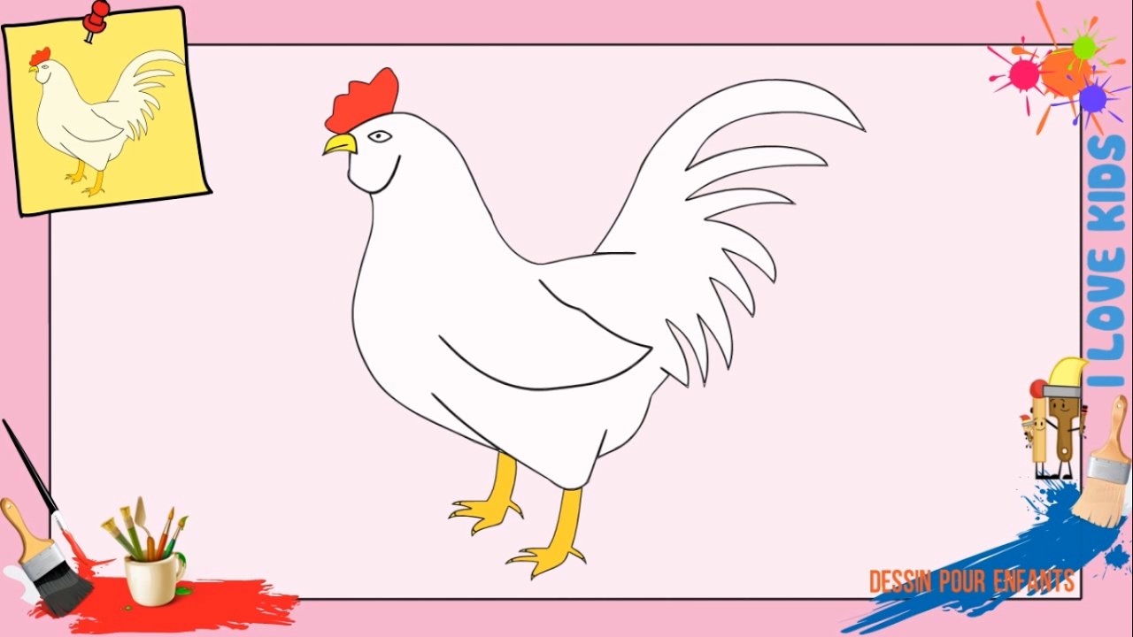 Dessin Poule - Comment Dessiner Une Poule Facilement Etape pour Dessiner Un Coq