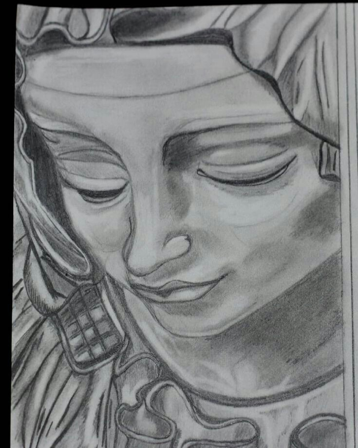 Dessin Statue De La Pieta Au Graphite concernant Je Réessaye