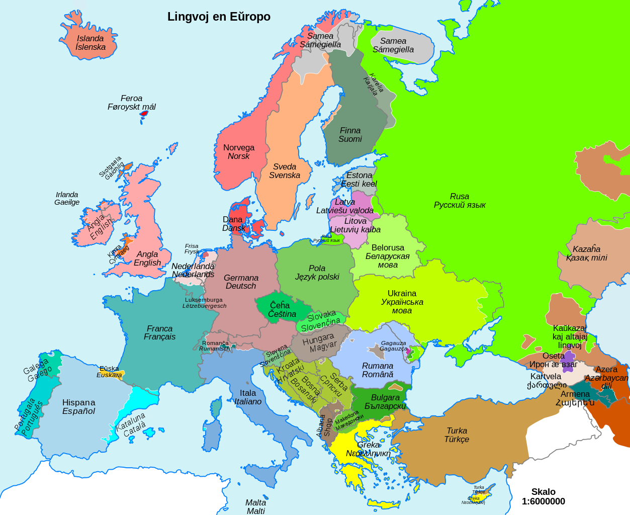 Dosiero:simplified Languages Of Europe Map-Eo.svg - Vikipedio à Carte Europe Avec Capitales
