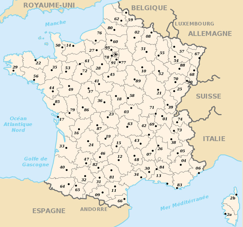 ≡ Départements Français ⇒ Liste Officielle - Numéros serapportantà Carte France Avec Numéro Département