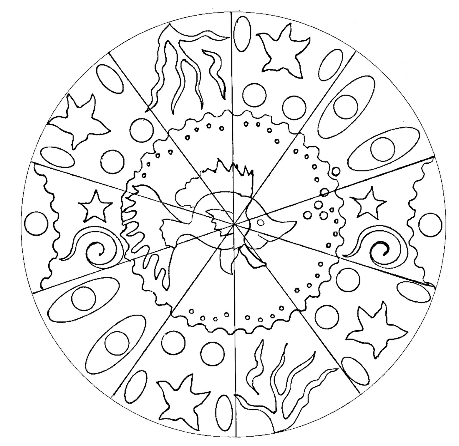 Easy Mandala For Kids With Little Fish Hand Drawn - Easy dedans Mandala À Imprimer Facile