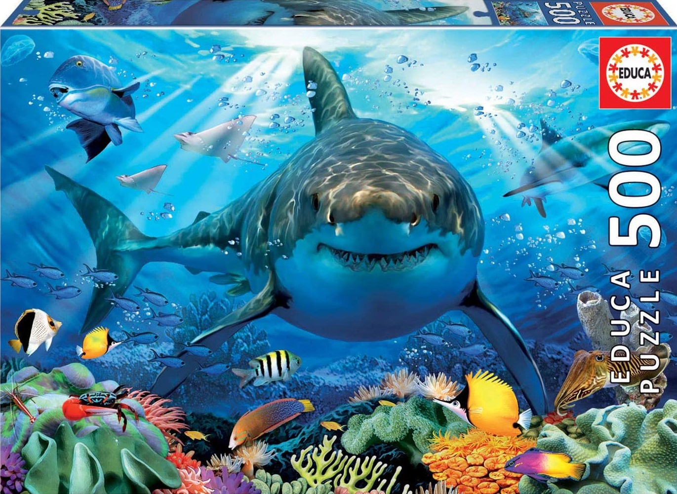 Educa 18478 Puzzle Grand Requin Blanc 500 Pièces Raies Manta à Jeux Gratuit Requin Blanc