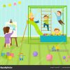 Enfants Jouant Dans La Pièce Avec Des Jouets — Image intérieur Jeux Enfant Dessin