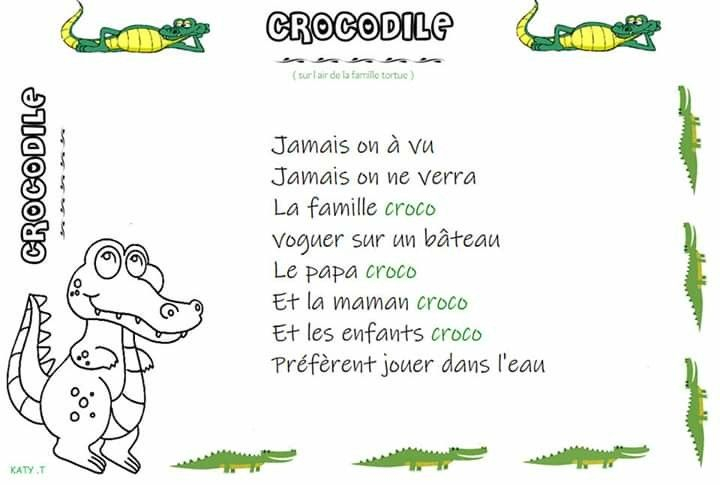 Épinglé Par Coco Lalibellule Sur Histoire/Comptines à Chanson Les Crocodiles Paroles