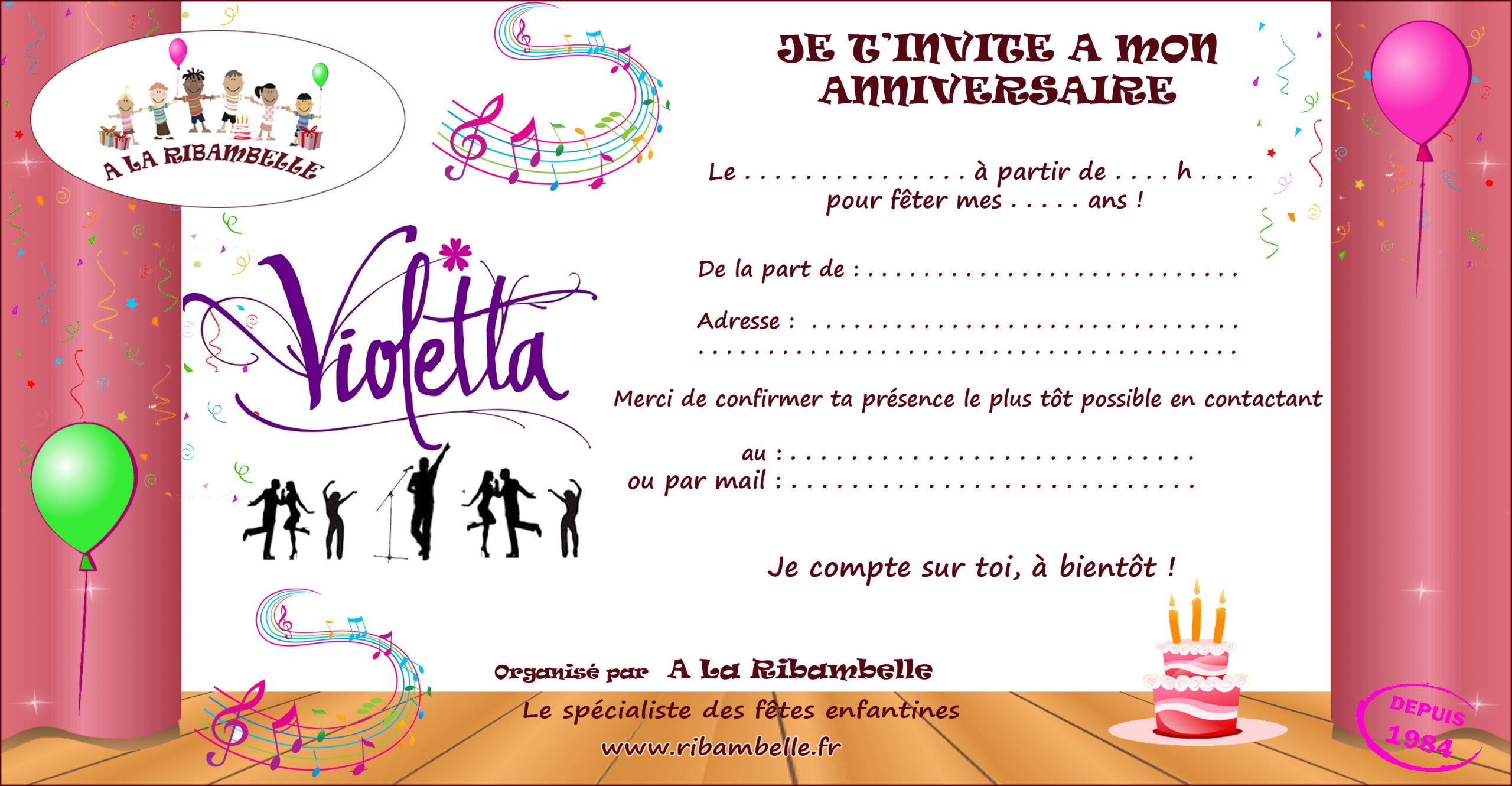 Espace Détente — À La Ribambelle destiné Carte Invitation Violetta