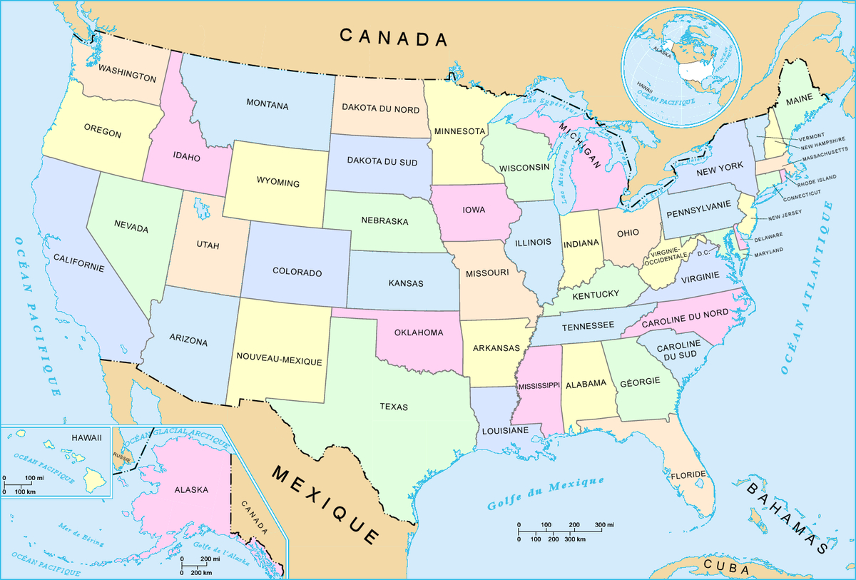 États Des États-Unis - Vikidia, L&amp;#039;Encyclopédie Des 8-13 Ans concernant Carte Des Etats Unis À Imprimer