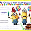 Etiquettes Et Invitations Minion Pour Les Anniversaires destiné Modele Carte Invitation Anniversaire Gratuite