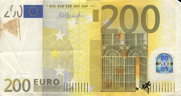 «Euro Banknotes Bombing» Des Silhouettes Sur Des Billets D intérieur Couleur Des Billets D Euros
