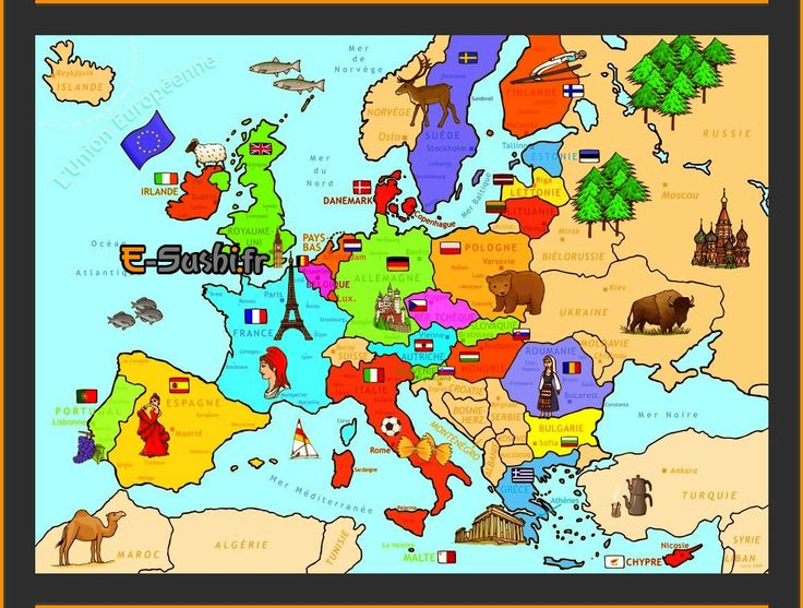 Europe - Carte Avec Symboles Des Pays | Carte Europe pour Carte De L Europe Avec Pays