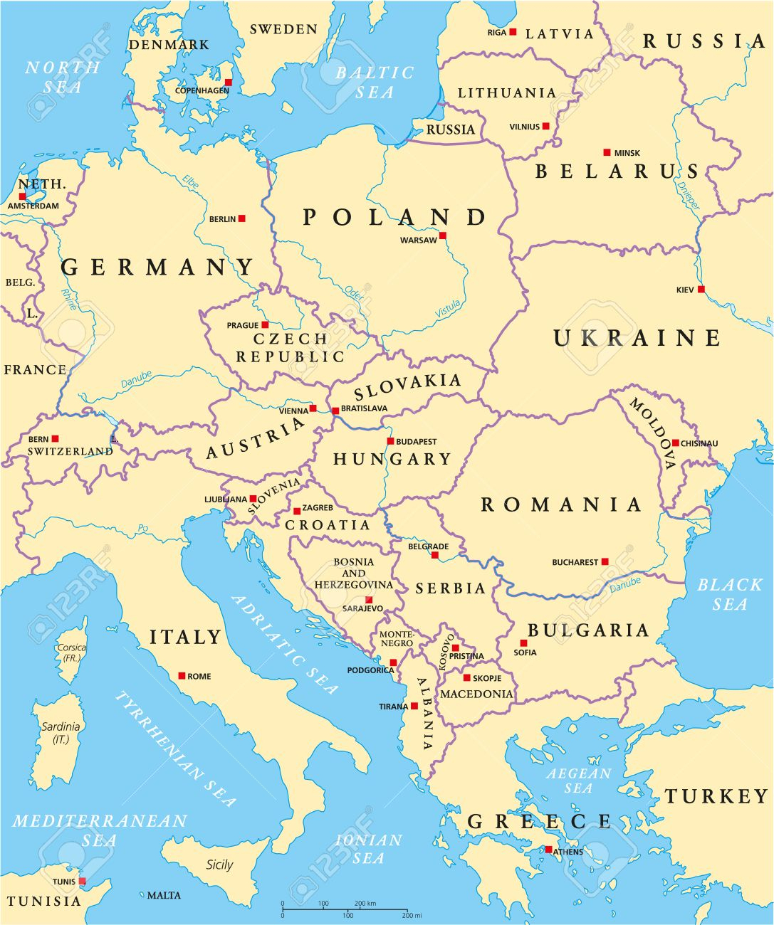 Europe Centrale Carte Politique Avec Les Capitales, Les encequiconcerne Carte Europe Avec Capitale
