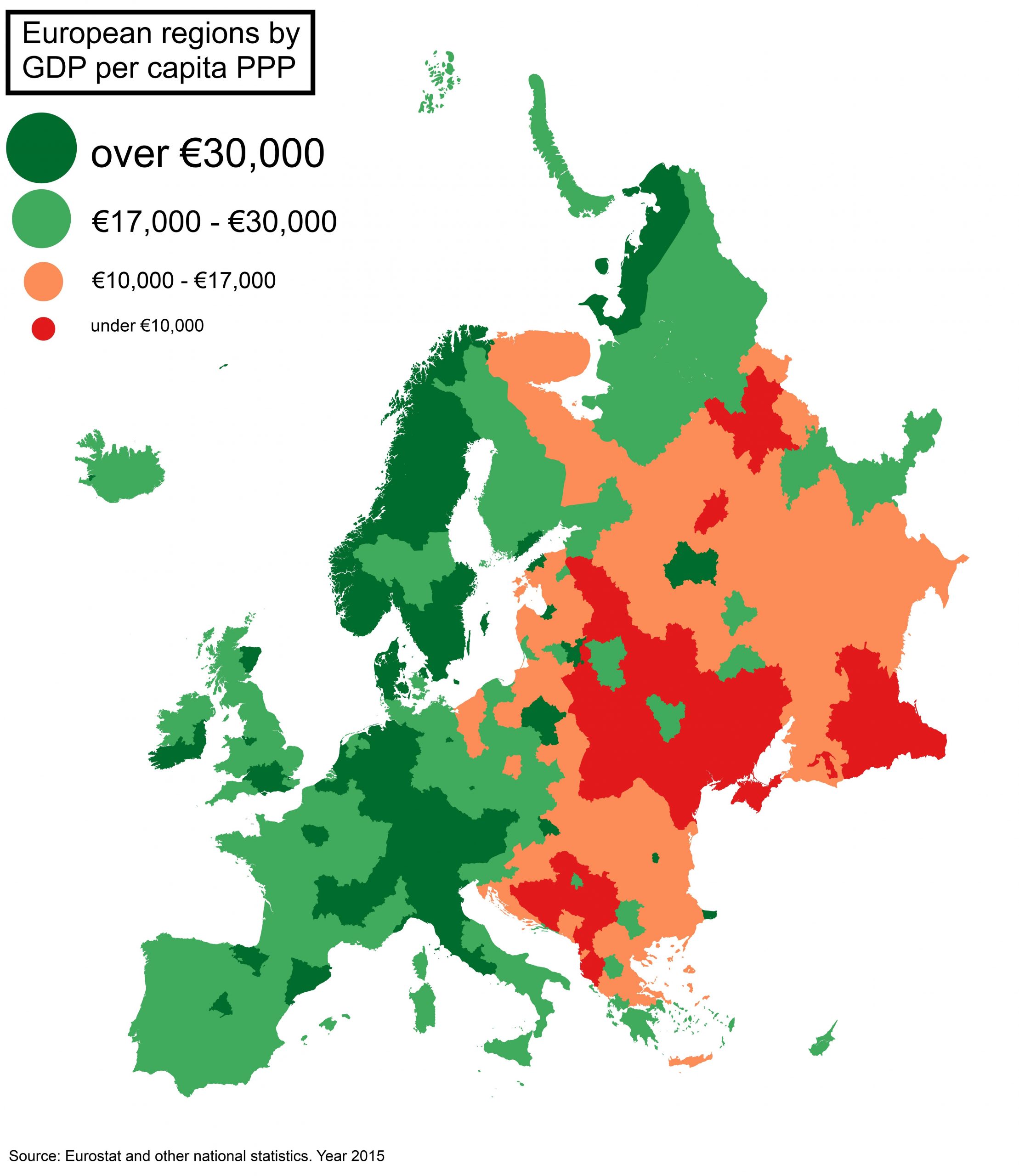 European Regions By Wealth (2Nd) [Op] [6500X7500] : Europe destiné Combien De Region En France 2017