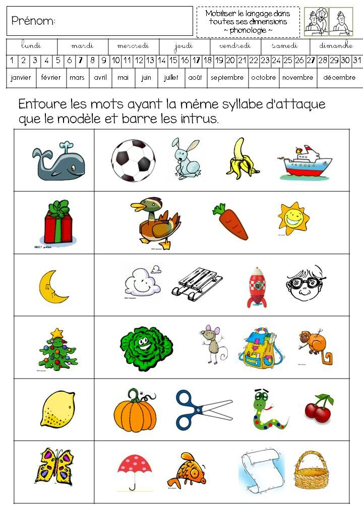 Évaluation: Les Syllabes D'Attaque Ms/Gs | Maternelle pour Lecture Gs Maternelle