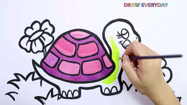 🔴 Drawing And Coloring A Turtle Cute Easy For Kids destiné Dessiner Une