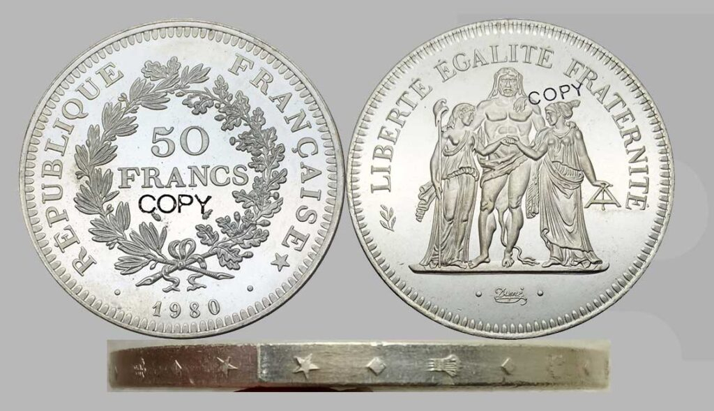 Fausses 50 Francs Hercule En Argent 1980. destiné Fausses Pieces Euros