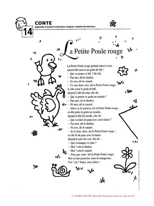 Fichier Pdf: Zecol - Toute Petite Section Maternelle.pdf à Chanson Poule Maternelle