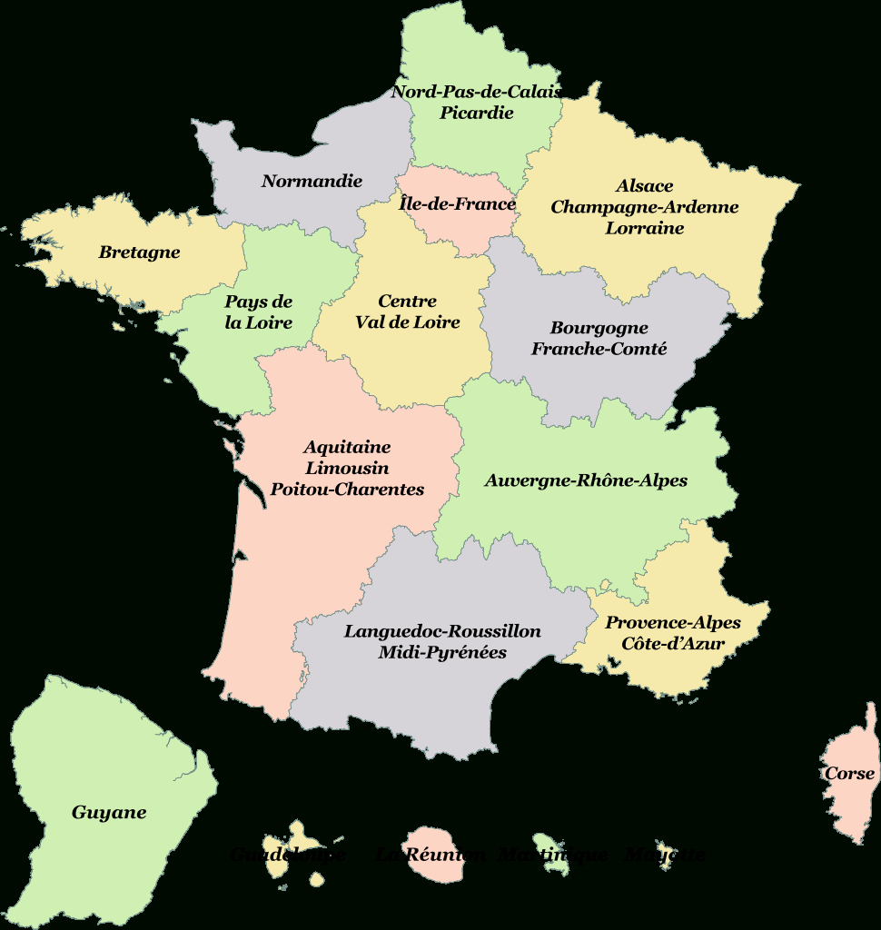 Fichier:régions De France 2016 Avec Outremer.svg — Wikipédia encequiconcerne Carte De La France Avec Les Régions