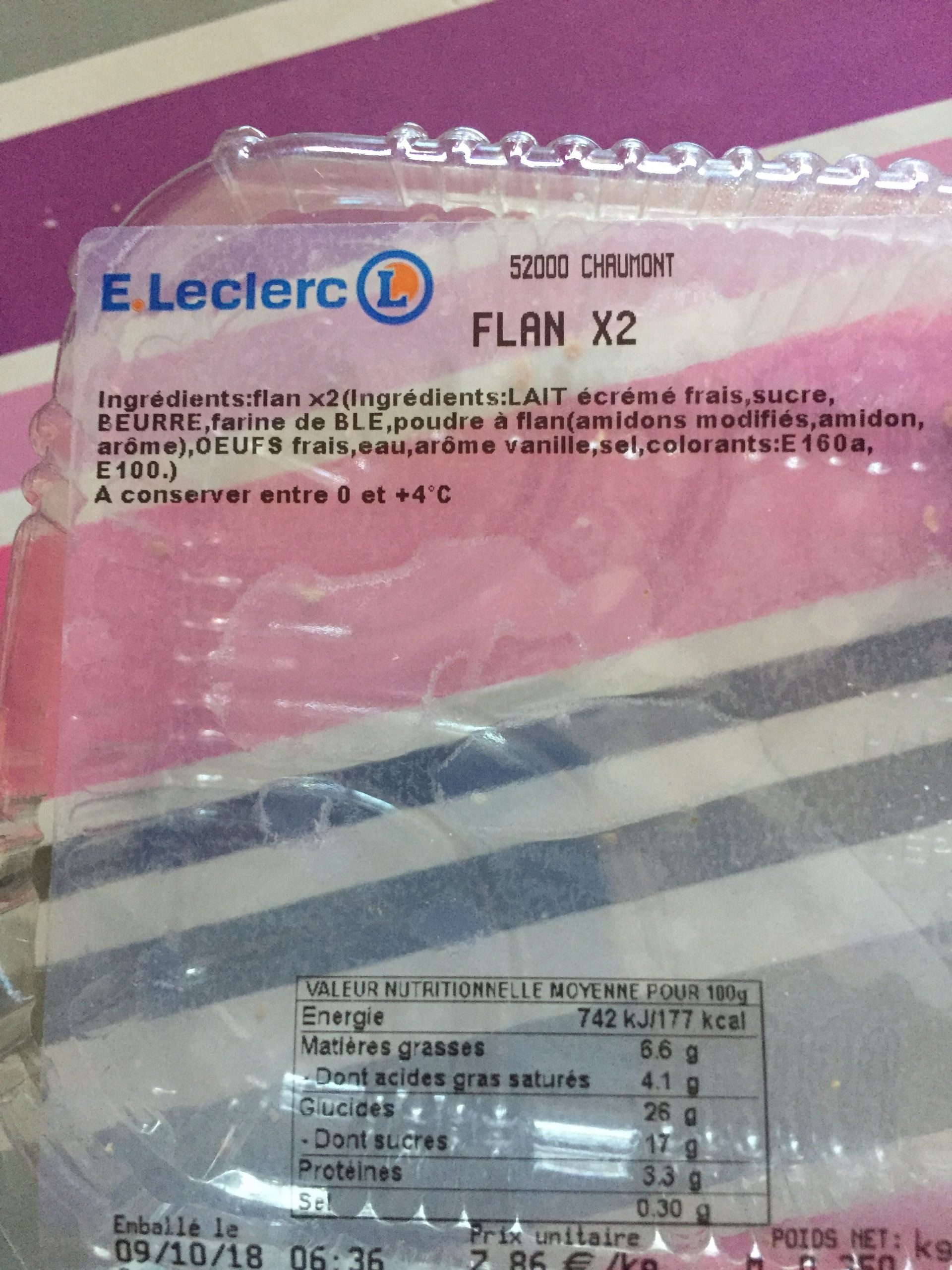 Flan - E.leclerc - 0,350 Kg pour Colorant Alimentaire En Poudre Leclerc