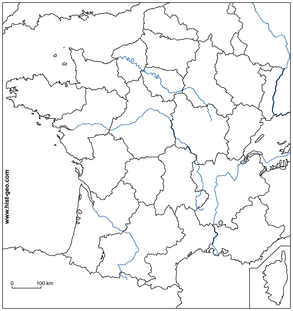 Fond De Carte - France (Frontières, Fleuves Et Régions avec Carte France Région Vierge