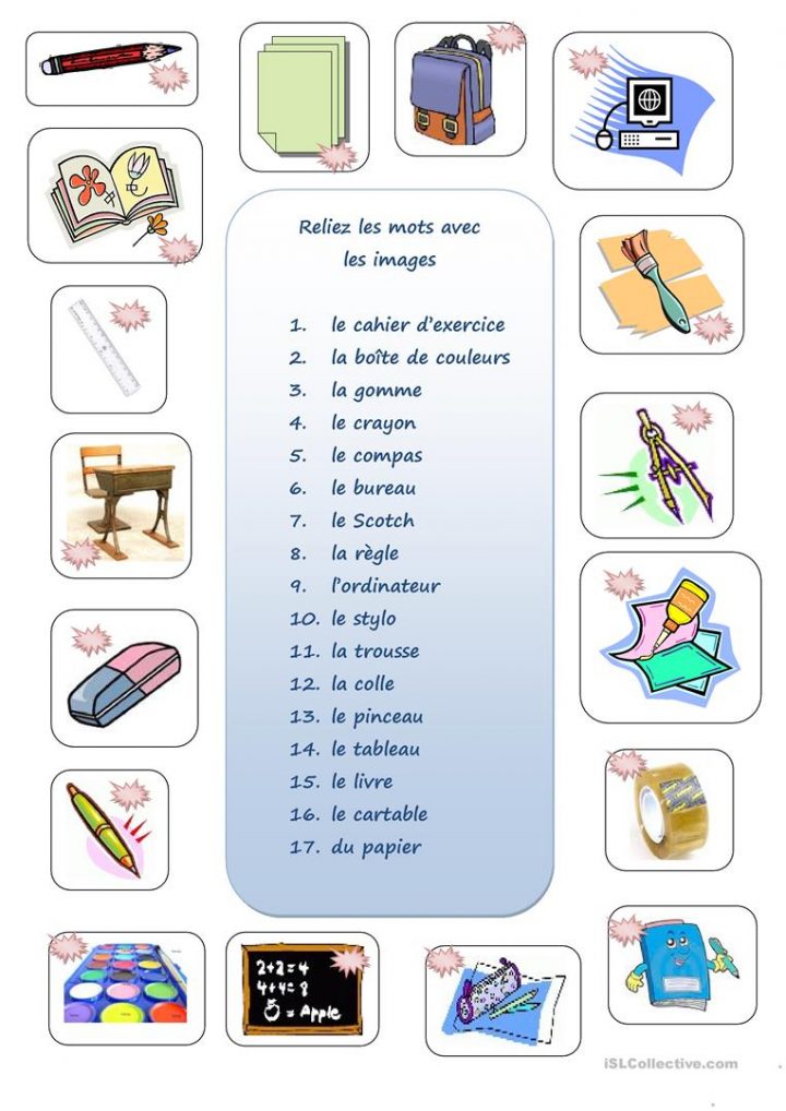 Fourniture Scolaire En Anglais Exercice Pdf